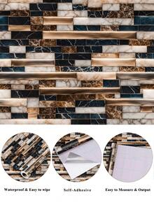 1 rouleau (1m/3m/5m) Papier peint effet 3D à motif marbre beige vintage et bleu marine, amovible et auto-adhésif, papier peint vinyle pour la décoration maison DIY, fond de pièce, chambre, cuisine, salon, salle de bain, armoire, renouvellement de meuble