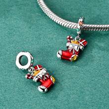 1Pc 2025 New Design Merry Christmas Gifts Santa Claus Christmas Tree Snowman Reindeer Dangle Charm Fit Bracelet Necklace Keychain Pendant Beads For Diy Jewelry Making Warm Winter New Year Surprise Gift For Women Girl Lover Friend Family - Silver - View 8
