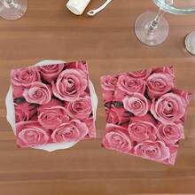 20/40 piezas Servilletas de papel con estampado de rosas rojas, de 6.5*6.5 pulgadas plegadas, servilletas desechables impresas de 2 capas con rosas rojas, amarillas y rosas, perfectas para el Día de San Valentín, cumpleaños, fiesta nupcial, celebración de fiestas, decoración de bodas en suministros para eventos y fiestas