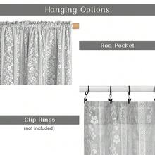 Linen Farmhouse Kitchen Curtains, Double Layered Valances For Windows With Linen And Lace, Rustic Curtains For Bathroom Window, Kitchen, Cafe Curtain 18 Inch Length Rod Pocket, 52 X 18, Grey - Grey52Wx18LPackof1 - View 7