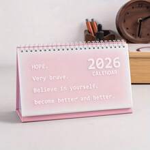 1pc Pastel Desk Calendar With Motivational Phrases, Monthly Planner, Elegant Desktop Organizer For Home & Office - Compatible With 2025-2026 Planners, Durable Spiral Binding - Multicolor - View 3