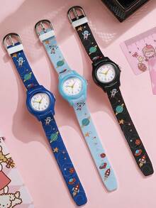 1 pieza Reloj de cuarzo compacto, minimalista y lindo con diseño de astronauta de moda, adecuado para adolescentes y estudiantes, regalo de Halloween, regalo de cumpleaños