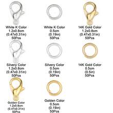 Hộp 150 móc khóa và đầu nối trang sức tự làm, 50 móc khóa hợp kim hình tôm hùm và 100 vòng nhảy, thích hợp cho đồ thủ công đính hạt, móc chìa khóa, đầu nối đệm, vòng cổ hở, khuyên tai, đầu nối vòng tay, đầu nối mắt cá chân, đầu nối mắt xích hở, đầu nối dây đeo điện thoại, đầu nối dây đeo túi - tự làm lấy - Xem 2