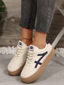 2025 Neue Damen Sportliche Weiße Sneaker, Farbblockdesign, Lässig Vielseitige Dicksohlige Retro Gump Schuhe