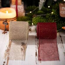 1pc 5 Meter X 6.3 Cm Mesh Tulle Roll For Christmas Decoration, Mesh Metallic Decoration Mesh Ribbon For Christmas Tree Garland Decor, Red Golden Mesh Webbing For Christmas Evening Party Decoration Supplies, DIY Gift Wrapping, Craft Packaging Supplies - Multicolor - View 9