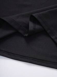 Camiseta de manga corta casual y versátil de unicolor para hombre - Negro - Ver 6