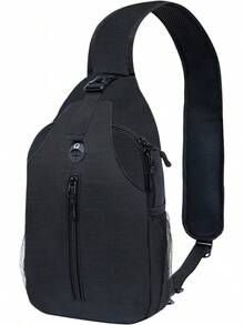 Sling-Bag Crossbody-Bag Women-Men Backpack-Daypack - Hiking Chest Travel With Water Bottle Pocket Adjustable Strap Multiple Layers Black