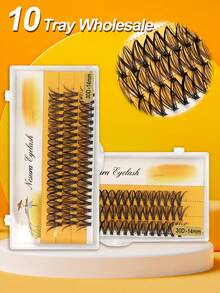 Waloshow 10 Boxes, 60pcs Cluster Eyelash Extensions, Mixed Length 8-15mm, 0.07mm Thickness, D Curl, Natural Fluffy Extra Thick Style, Reusable Plant-Based Squalane, DIY False Eyelash Kit For Beginners - D - Xem 6