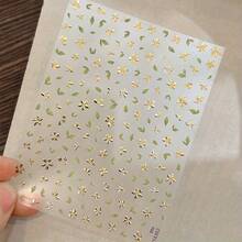 Golden Foil Flower Nail Stickers. Flower Adhesive Nail Decoration With Back Glue, Suitable For Beautiful Nails, Women, And Spring Festival - Vàng - Xem 5