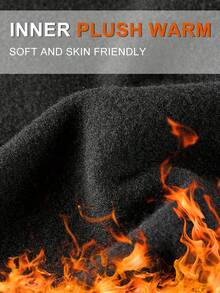 Men's Thermal Underwear Tops, Pure Black Long-Sleeved Round-Neck Tops, Thermal Base Shirts, Velvet Thickened In Autumn And Winter, Fleece Tights, Sportswear, High-Elastic Fitness Clothing Tops, Running Training Clothing Tops, Cycling Clothing Tops - 黑色 - 查看 3