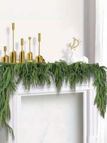 1pc Artificial Norfolk Pine Vine Garland - Realistic Texture Faux Greenery With Flexible Rubber Material For DIY Christmas Wreaths, Wall Decor, Staircase Railing - UV Resistant All Weather Indoor Outdoor Decor For Fireplace Mantel, Front Door, Restaurant Home Decor Christmas Decorations Room Decor