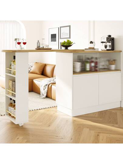 Sairedel 360° Rotating Sideboard Shelves Glass Moderne Serving Buffet 90x45x100 Cm Kitchen, Restaurant, Living Room Multifunctional Shelf, Bar Cabinet view 5