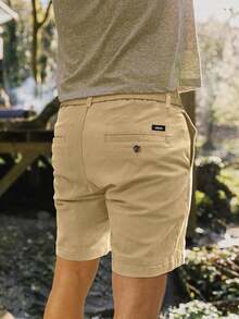 Men's Cotton 5/7 Inseam Shorts Casual Classic Fit Elastic Waistband Summer Twill Chino Golf Dress Short-2025 - màu đen - Xem 3