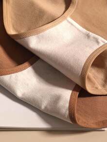 4Pcs Women's Comfortable Mid-Waist Merrily Solid Color Panties - 彩色 - 查看 6