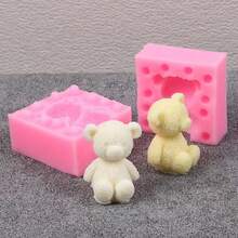 1pc 3D Cartoon Bear Baking Mold, Silicone Bear Birthday Decor Mold - Pink - View 4