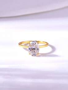 1 Stück modischer minimalistischer 925er Silber Ring mit 2,5 Karat ovalem Moissanit, geeignet für Frauen Hochzeit, Verlobung, Party, Alltag, Herbst/Winter, Valentinstag Geschenk