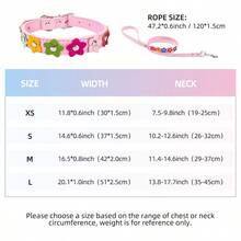 Collar de perro con estampado floral rosa - Soporte de etiqueta de identificación de PU, hebilla de metal ajustable, collar lindo para perros pequeños y medianos - Atuendo para fiesta de cumpleaños, paseos diarios (Patrones florales multicolor), Mascotas conscientes de la moda