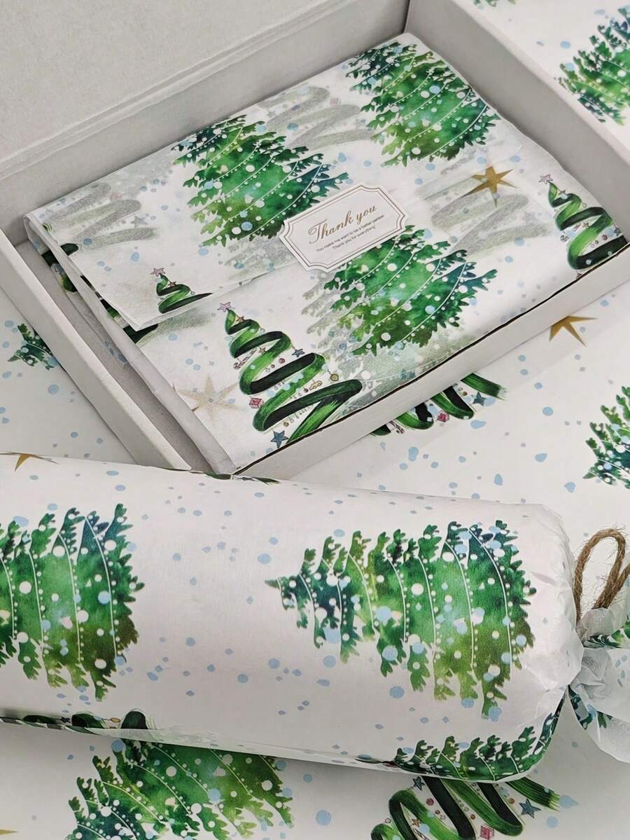 Colored Light Christmas Tree Pattern Thin Paper, 19.69 Inches X 13.78 Inches Gift Wrapping Paper, Suitable For Wedding, Christmas Gifts, Birthday Gift Packaging, Bouquet Filling, Party Gifts