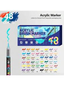 288/240/168/120/72/60/48/36/24/12 Color Tip Acrylic Marker Pens, Waterproof Drawing Pens, Markers. 5mm-1mm, Can Be Written On Stone, Glass, Wood, Canvas, Metal, A Variety Of Objects, Painting, Coloring, Marking, 168 Colors Can Be Selected, Very Bright Colors And Festival Painting Project Creation Back To School