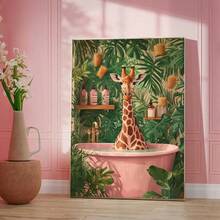 1幅装裱帆布墙画，海报，墙面装饰，动物主题，可爱猴子在厕所看报纸 - 帆布画，适合现代客厅、卧室、浴室装饰和礼品，装饰艺术风格，当代风格，极简风格，动物主题，秋季，春季 - 彩色 - 查看 6