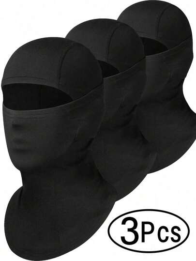 1pc Or 3pcs Unisex Solid Color Balaclava Face Mask Neck Warmer, Breathable Ski Mask For Outdoor Sports, Hiking, Fishing, Commuting