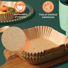 100pcs/ 200pcs Paper Air Fryer Liners, Non-Stick Baking Paper, Compatible With Most Air Fryers Air Fryer Kitchen Air Fryer Liners Air Fryer Paper Airfryer Air Frier - 本色 - 查看 5
