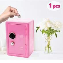 Mini caja de efectivo de metal con Cerradura y Ranura para Monedas Deposit Box Office  School Supplies Office Furniture  Accessories Office Supplie - Rosa - Ver 1