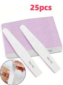 5/25/50/75 Diamond-Shaped Professional Nail File, 180/100 Nail File Suitable For Natural Nails, Double-Sided Washable Fine-Grained Nail File, Suitable For Home And Salon Use. - Multicolor - View 1