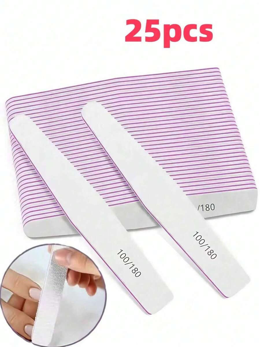 5/25/50/75 Diamond-Shaped Professional Nail File, 180/100 Nail File Suitable For Natural Nails, Double-Sided Washable Fine-Grained Nail File, Suitable For Home And Salon Use. - Multicolor - View 1
