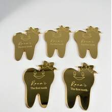 5/10pcs Personalized Acrylic Name Plate Display, Customized Baby's First Tooth Keepsake Decor, Fairy Theme Party Gift, First Tooth Decoration, Fairy Tooth Gift Decor, Christmas Gift, Christmas Decoration - Multicolor - View 5