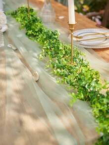 1Pc Artificial Eucalyptus Garland, Simulation Green Leaf Garland With Imitation Silver Gypsophila Artificial Flowers, Eucalyptus Leaves, Artificial Vines For Dining Table, Home, Wedding, Mantel, Party Centerpiece Decoration Garden, Swing, Table Runner, Window Sill Indoor And Outdoor Decoration, For Wall Decor, Arch Backdrop Artificial Hanging Plant