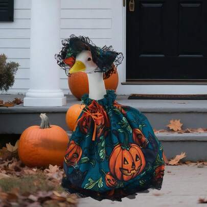Halloween Goose Outfits 23inch Lawn Goose Holiday Costume With Hat Set Porch Goose For Cement Statue