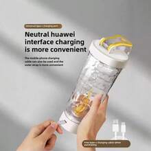 shiying 1pc Electric Protein Powder Shaker Cup, Rechargeable Battery Powered Mixer, 24oz Lockable Mixing Bottle, PC USB Charging Blender, Portable Protein Powder Shaker, Unisex