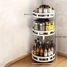 Especiero giratorio de 3 niveles para cocina, plato giratorio de metal, estante giratorio para especias y condimentos, organizador de latas de especias de cocina, accesorios de cocina - Negro - Ver 8