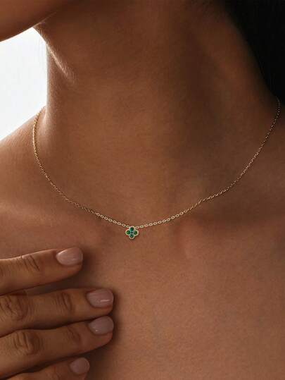 S925 Sterling Silver Necklace Four-Leaf Clover Necklace Women's Necklace For Daily Wear Fine Necklace Silver Necklace Fashionable Women Pendant Necklaces Silver Fine Chain Necklaces Gold Necklace
