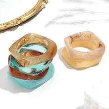 1 件几何夏季扎染手链树脂弧形海滩手镯，不对称醋酸纤维袖口腕带，时尚百搭 - 手鐲 - 查看 11