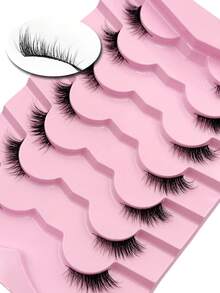 7 Pairs Half Eyelashes Cat Eye False Eyelashes Fluffy & Soft 3D Effect Faux Mink Lashes Soft And Natural Makeup Look - Cat Eye Lashes - View 8