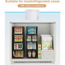 6 Pack Chest Freezer Baskets Organiser - Stackable Kitchen Storage Boxes For 198L Deep With Handle, Pantry Shelf Open Wire Bins Frozen Goods Sort, Durable Metal Black - Black-6 Pack - View 3