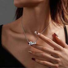 1pc Customized Name Necklace / Christmas Theme Necklace / Gold Name Necklace / Delicate Necklace / Personalized Name Necklace / Gift For Her / Christmas Gift - Silver - View 3