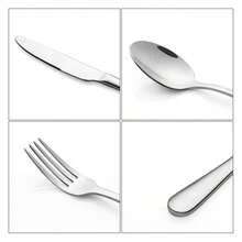 STARLEY-Juego de 24 cubiertos de acero inoxidable,Juego De Cubiertos Para 6 Personas,Incluye Cuchillo,Cuchara,Tenedor,Cuchara de Postre - Plateado - Ver 4