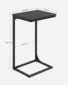 VASAGLE Mesa Auxiliar en Forma de C, Mesita de Noche, Marco de Metal, para Sala de Estar, Dormitorio, Marrón Rústico y Negro Tinta MLET353B01 - Roble Ébano + Negro - Ver 11