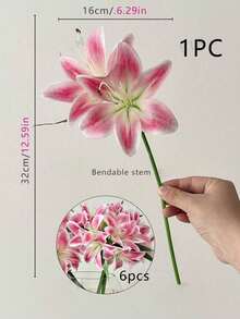 1/5PCS 人造百合花茎，简单的涤纶假花，适用于家居装饰、情人节、生日毕业礼物，适合新年、万圣节、圣诞节、婚礼胸花、生日、母亲节和家居装饰使用（款式随机）1PC/3PCS/5PCS 人造花采用柔软的聚氯乙烯材料制成，形状灵活且易于存放，非常适合家居装饰