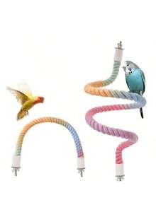 1pc Gradient Color Flexible Climbing Rope With Metal Clips And Screw Lock, Suitable For Parrots, Bird Cage Brackets, Chair Brackets, Toys, Random Color, All Seasons - Multicolor - View 5