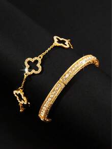 1 Set Of 2 Minimalist Fashion Bracelets Set, Suitable For Daily Wear