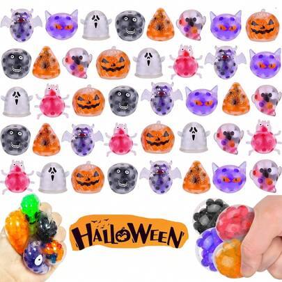 1/5/10/20/48Packs Halloween Mochi Squish Toys For Kids Halloween Party Favors Goodie Bags Fillers Stuffers Squishies Halloween Treats Bags Gifts Squish Fidget Toys Stress Relief Squeeze Toys Prizes For Kids, Random Colors And Styles