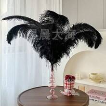 5pcs/Set Black Artificial Ostrich Feather Bouquet, Decor Accessory For Hats, Clothing, Wedding DIY - Multicolor - View 2