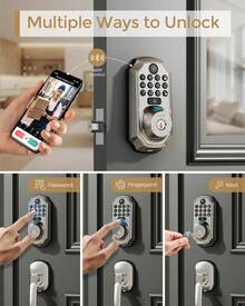 Arpha 5-In-1 Smart WiFi Door Lock With Camera Doorbell, Fingerprint Keyless Entry, App Control Keypad, 2-Way Audio, Auto Lock, Weatherproof Handle Set Silver - Silver - View 3