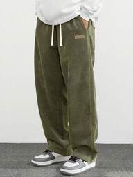 Pantalones casuales de pana de pierna recta para hombres, con estampado personalizado, corte holgado, versátiles, aptos para primavera y otoño