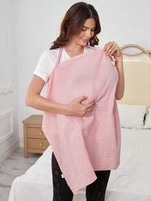 1pc Oeko-Tex Certified Pink Breathable Soft Nursing Top For Moms, Suitable For Spring/Summer, Multi-Functional As Car Seat Canopy, Nursing Cover, Stroller Sun Shade