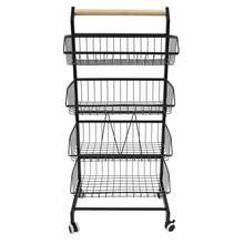 YUNRUX Sturdy And Durable Kitchen Food Storage Basket Trolley With Lockable Wheels, Adjustable Storage Space, Convenient To Move, Strong Load-Bearing Capacity